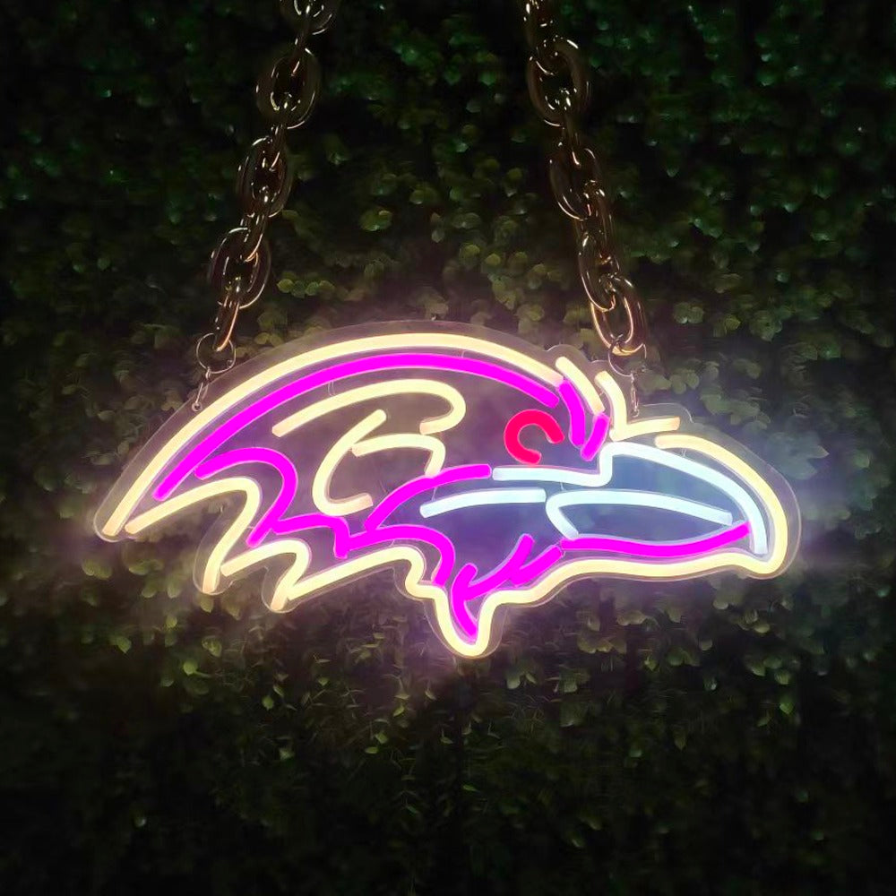 Custom Baltimore Ravens Logo Neon Sign: Your Vision, Our Craft
Any Ravens emblem design you desire — fierce poses, bold typography, or intricate details — can be transformed into a vibrant glowing neon sign. Perfect for man caves, sports bars, or game-day setups, we turn your fandom into a luminous statement piece.