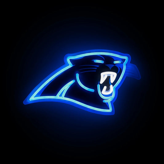 Carolina Panthers Neon Necklace – Glowing Black & Blue Team Pendant | NeonFansCrafts