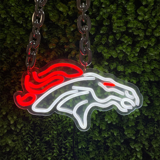 That Denver Broncos team logo is straight fire – a white stallion charging through deep blue, radiating pride day or night. Level up your fan gear with a glowing necklace badge version; rock it at games or brunch, no cap.But if you’re ballin’ on a budget? Outdoor LED signs for business gotchu: weatherproof, bright AF, and cheaper to run. Mix neon’s charm with LED signs for business – your store’s curb appeal stays lit 24/7