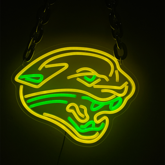 Jacksonville Jaguars Neon Necklace – Glowing NFL Logo Pendant with Chunky Chain for Jags Fan | NeonFansCrafts