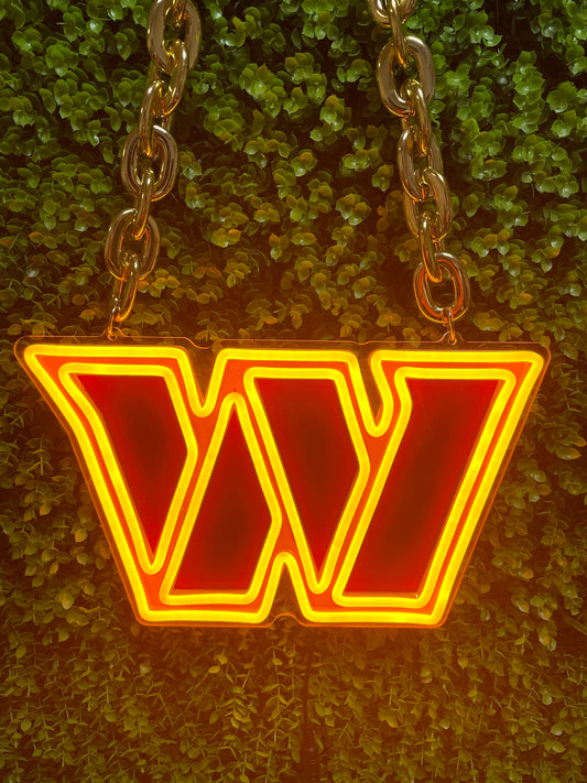 The customized neon necklace featuring the logo of the NFL Washington Commanders team is made by neonfanscrafts. It can also fulfill these needs: custom neon signs, personalized neon signs for bars, personalized neon products, custom-made neon signs, and personalized neon signs.