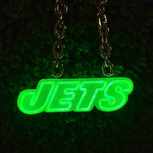New York Jets Neon Necklace – Glowing Gotham Green Logo Pendant | NeonFansCrafts
