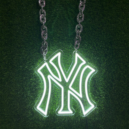 MLB New York Yankees Baseball Neon, Dimmable NY Baseball Logo Hanging LED Neon Signs for Wall Decorations, Bedrooms, Parties, Men's Private Spaces, Garages, Birthdays and Christmas Gifts for Baseball Fans