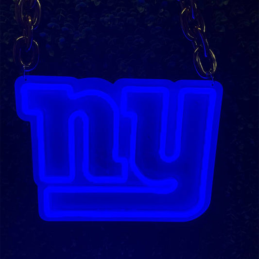 The neon sign of the NFL New York Giants is made by neonfanscrafts. It can also meet these needs: a single neon item, a custom neon logo sign, custom logo neon signs, a neon logo sign, and outdoor LED signs for businesses.  