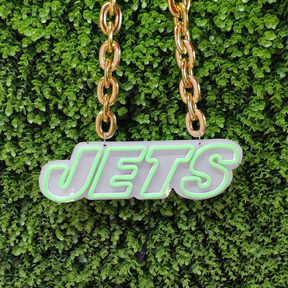 New York Jets LED Neon Sign Necklace | Game Day Ready & USB/Battery Powered