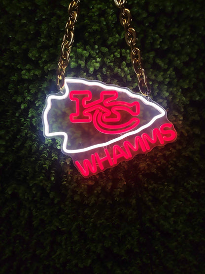 Kansas City Chiefs Portable Neon Sign | Game Day Necklace & Home Decor