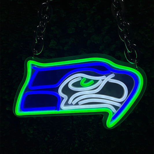 Seattle Seahawks Custom Neon Sign | USB/Battery Powered Game Day Necklace