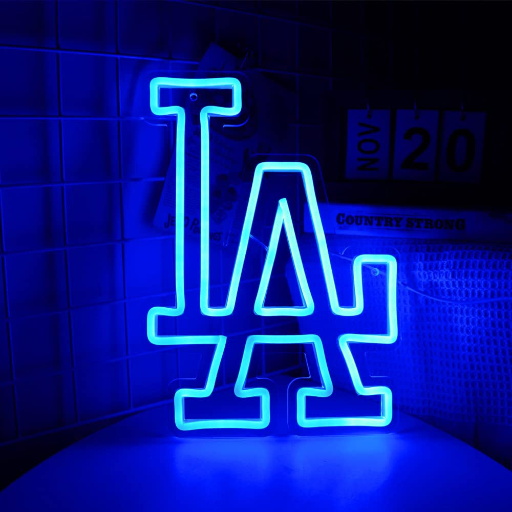 Baseball Los Angeles Dodgers LA Neon Necklace SF Giant New York Yankees Texas Rangers Garage or Man Cave Decor Gifts for Men With Dodge Baseball Team Logo Blue Neon for Party,Bar,Dorm,Office Wall Art and Game Room Deco Boyfriend gifts